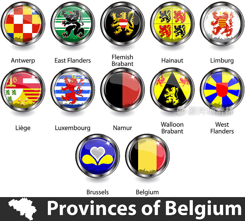 Belgium in glossy badges